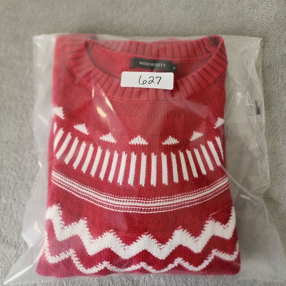 Merokeety Sweater Women's Size Large Pullover Trendy Crew Neck‎ Long Sleeve Knit - Picture 6 of 6